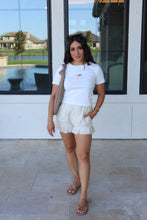 Load image into Gallery viewer, HARBOR STRIPE RUFFLED HEM SHORTS | CREAM BUTTER