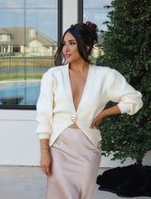 Load image into Gallery viewer, CAMILLE GOLD BUTTON CARDIGAN | VANILLA