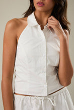 Load image into Gallery viewer, AUDREY PINSTRIP HALTER COLLARED TOP