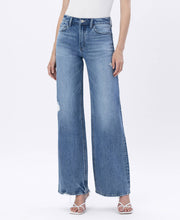 Load image into Gallery viewer, REAGAN HIGH RISE DISTRESSED WIDE LEG JEANS