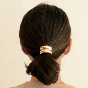 MINI DOUBLE ARCH METAL PONYTAIL HAIR TIE | GOLD