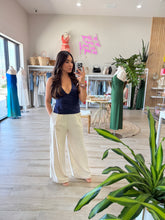 Load image into Gallery viewer, AMBER LINEN HALTER TANK | NAVY