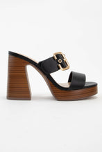 Load image into Gallery viewer, CHARLIE BOLD BUCKLE PLATFORM HEEL | BLACK