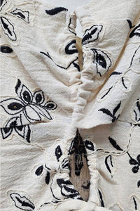 SASHA EMBROIDERY CUT OUT MINI DRESS | IVORY & BLACK
