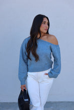 Load image into Gallery viewer, ASHTON SHOULDER SWEATER TOP | MUTED BLUE