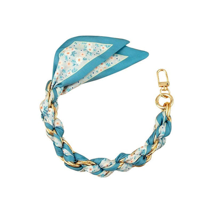 BABY BLUES FLOWER SHORT GOLD SCARF | BLUE