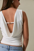 Load image into Gallery viewer, CORALIE HIGH NECK COWL BACK TOP | WHITE