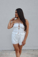 Load image into Gallery viewer, MAE STRAPLESS LACE SHORT SET | WHITE