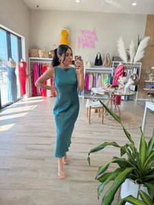 JADE OPEN BACK MIDI DRESS | EMERALD