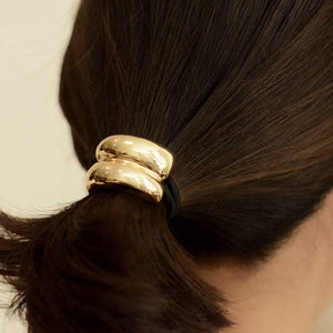 MINI DOUBLE ARCH METAL PONYTAIL HAIR TIE | GOLD