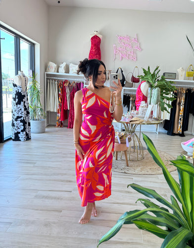 TROPICAL COSMO COAST MIDI DRESS | FINAL SALE