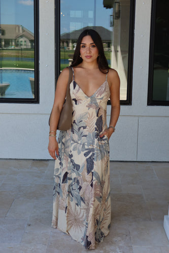 BECK NEUTRAL OPEN BACK MAXI DRESS