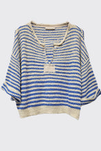 Load image into Gallery viewer, JENNA STRIPED SLOUCHY KNIT TOP | ECRU &amp; BLUE