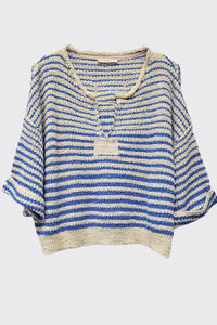 JENNA STRIPED SLOUCHY KNIT TOP | ECRU & BLUE