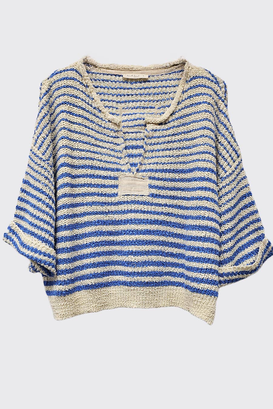JENNA STRIPED SLOUCHY KNIT TOP | ECRU & BLUE