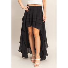 Load image into Gallery viewer, COUNTRY MUSE RUFFLED HIGH LOW SKIRT | BLACK
