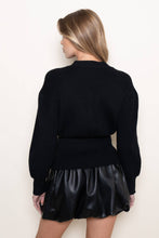Load image into Gallery viewer, CAMILLE GOLD BUTTON CARDIGAN | BLACK