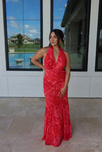 Load image into Gallery viewer, IRIS SUNSET HALTER MAXI DRESS | RED