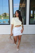 Load image into Gallery viewer, MYRA SHOULDER CREW NECK TOP | BUTTER YELLOW