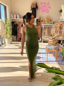 RILEY RACERBACK RUCHED MIDI/MAXI DRESS