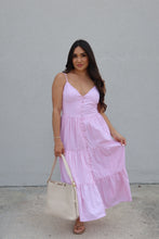 Load image into Gallery viewer, OLIVIA BUTTON DOWN TIERED MAXI DRESS | LT PINK
