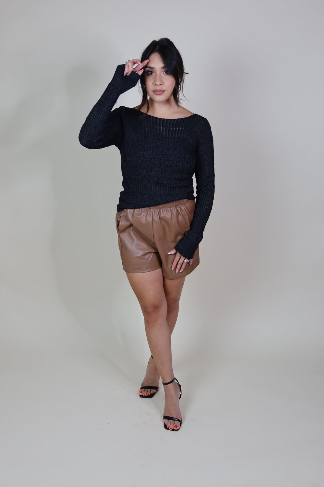 EMBER LONG SLEEVED KNITTED TOP | BLACK