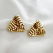 Load image into Gallery viewer, KNOX TEXTURED TRIANGLE KNOT STUDS | GOLD FILLED