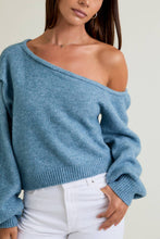 Load image into Gallery viewer, ASHTON SHOULDER SWEATER TOP | MUTED BLUE
