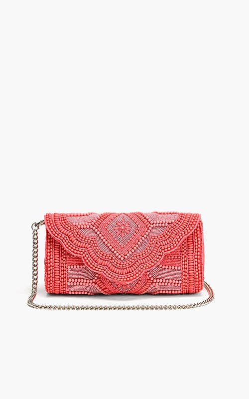 RASBERRY ROYALE EMBELLISHED CLUTCH