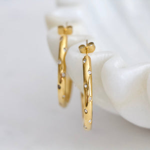 ZIRCON PAVE HOOP EARRINGS | WATERPROOF