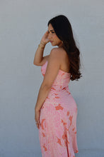 Load image into Gallery viewer, ESME PALM MIDI ASYMMETRICAL DRESS | ORANGE &amp; PINK
