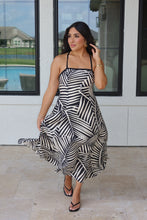 Load image into Gallery viewer, MANGO GROVE HANKERCHIEF HEM DRESS | BLACK &amp; IVORY