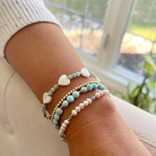 Load image into Gallery viewer, SUMMER LOVE HEART PEARL AMAZONITE BRACELET