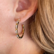 Load image into Gallery viewer, ELLIE BAGUETTE CZ ZIRCON HOOP EARRINGS