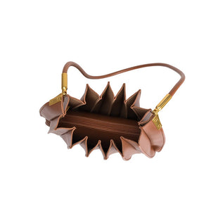 CARRIE PLEATED SHOULDER BAG | SADDLE