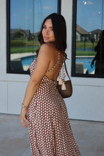 Load image into Gallery viewer, BESS PRINTED OPEN BACK MAXI DRESS | SADDLE