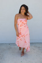 Load image into Gallery viewer, ESME PALM MIDI ASYMMETRICAL DRESS | ORANGE &amp; PINK