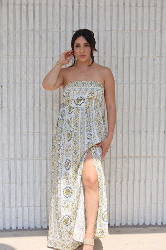 DAHLIA MAXI DRESS | IVORY YELLOW GREEN