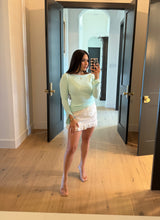 Load image into Gallery viewer, MADELINE BOAT NECK LACE DETAIL TOP | MINT