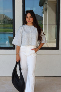 KINSLEY KNIT CARDIGAN TOP | HEATHER GREY