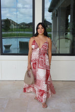 Load image into Gallery viewer, FLORENCE PATCHWORK PAISLEY MAXI DRESS | BURGANDY