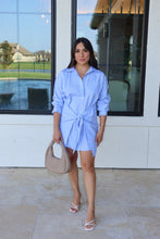 Load image into Gallery viewer, ZARA STRIPED WRAP SHIRT DRESS | BLUE