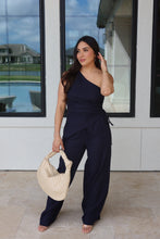 Load image into Gallery viewer, CRUZ ONE SHOULDER RUCHED TOP | NAVY