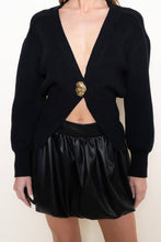 Load image into Gallery viewer, CAMILLE GOLD BUTTON CARDIGAN | BLACK