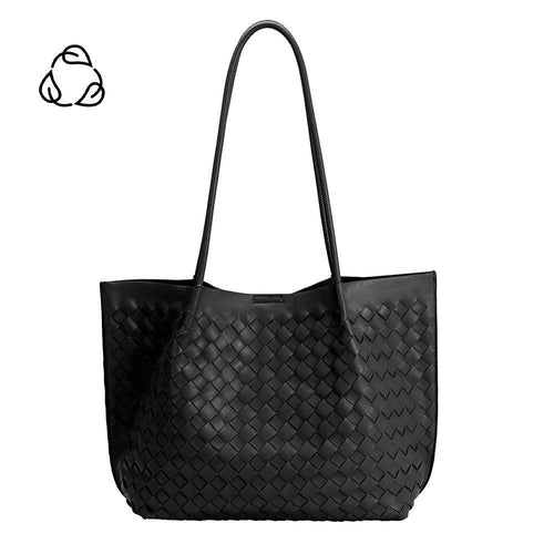 VICTORIA RECYCLED VEGAN TOTE BAG | BLACK