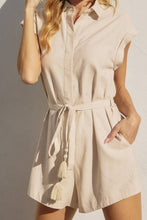 Load image into Gallery viewer, DIXIE LINEN CAP SLEEVE ROMPER | OATMEAL