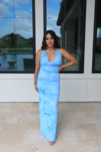 Load image into Gallery viewer, VIVIANNA COWL NECK HALTER MAXI DRESS | BLUE