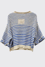 Load image into Gallery viewer, JENNA STRIPED SLOUCHY KNIT TOP | ECRU &amp; BLUE