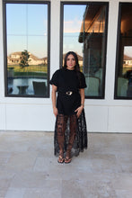 Load image into Gallery viewer, HARMONY T-SHIRT LACE SKIRT MAXI DRESS | BLACK