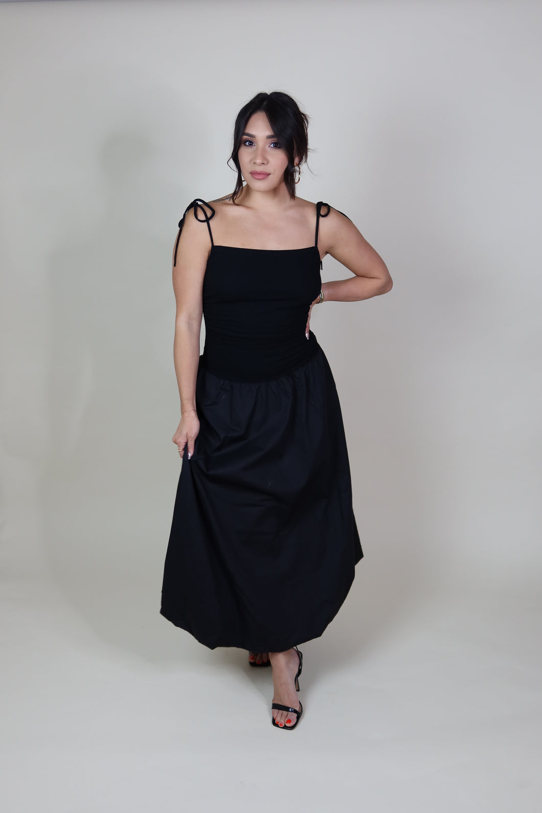 RACHELLE MIDI/MAXI BUBBLE DRESS | BLACK